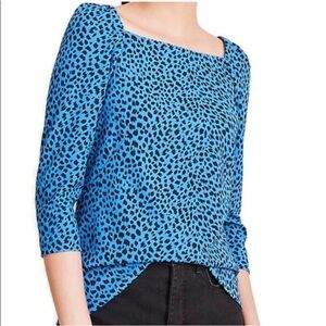 Ann Taylor Blue & Black Leopard Print Top